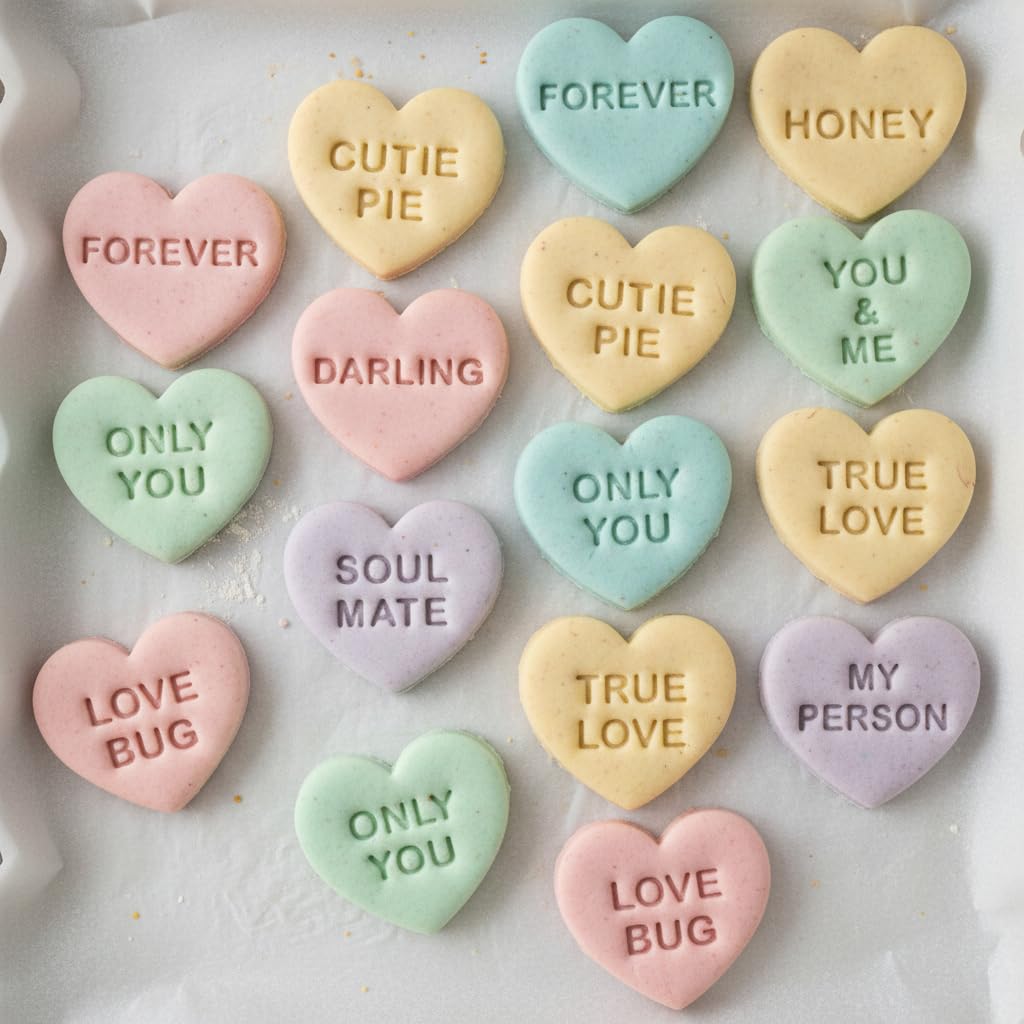 BAKERLOGY Lot de 10 emporte-pièces Cœur avec messages romantiques – Jolis cœurs d’amour pour la Saint-Valentin, mariages, fiançailles, anniversaires & biscuits à thème amour