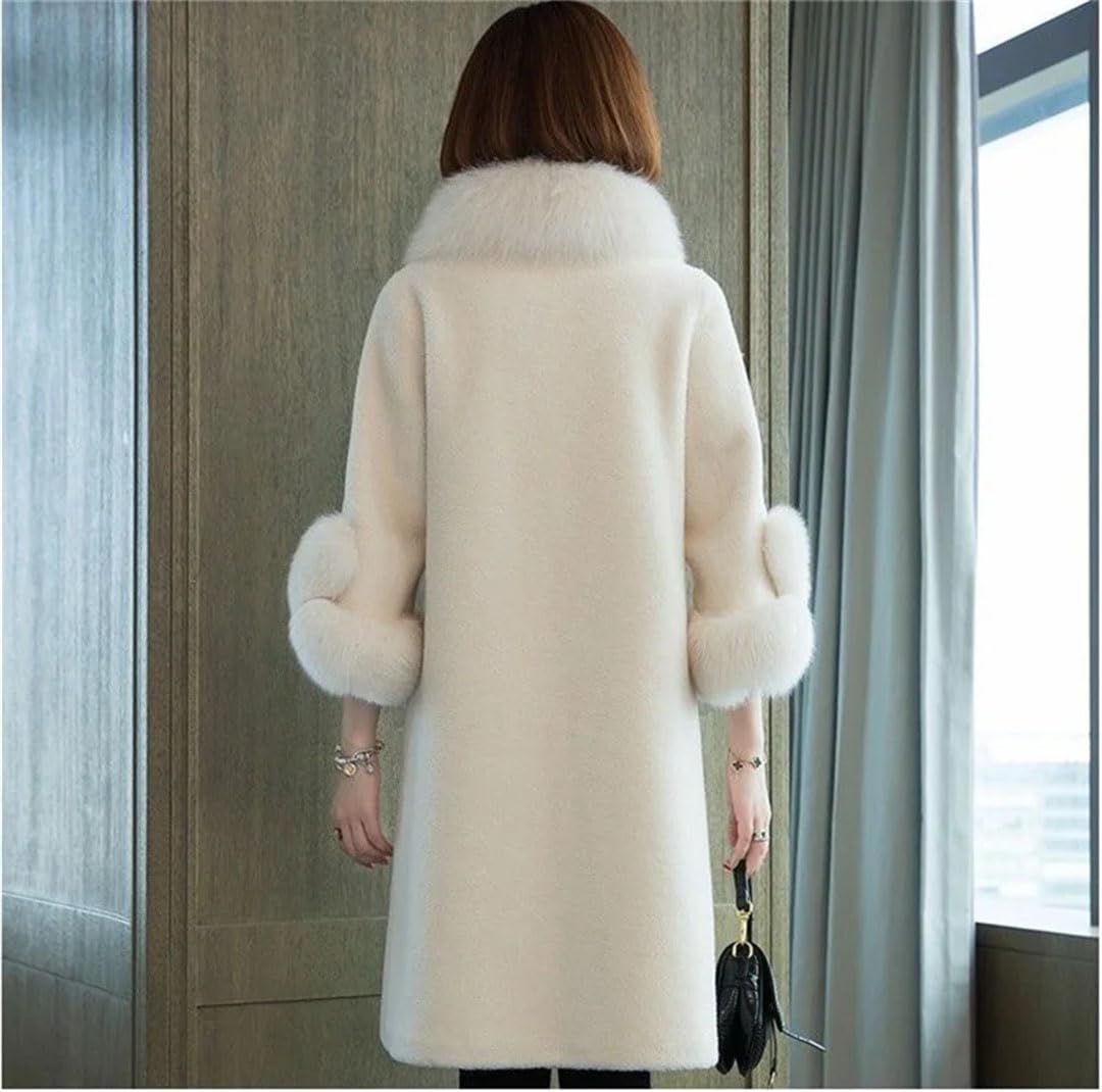 Chaqueta larga cálida y elegante de media manga para mujer, de invierno, afelpada, elegante, color marrón y gris, talla XL, marrón y gris, XL