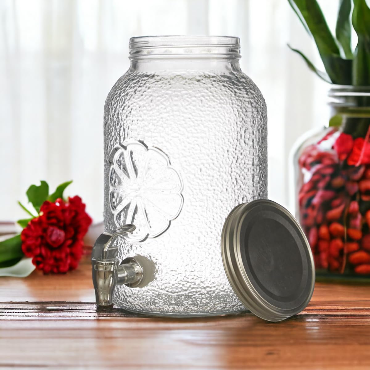Fontaine à Boisson 4,5L (3x1,5L) Verre Avec Robinet - Distributeur Cocktail, Punch, Limonade Pour Fêtes & Anniversaires