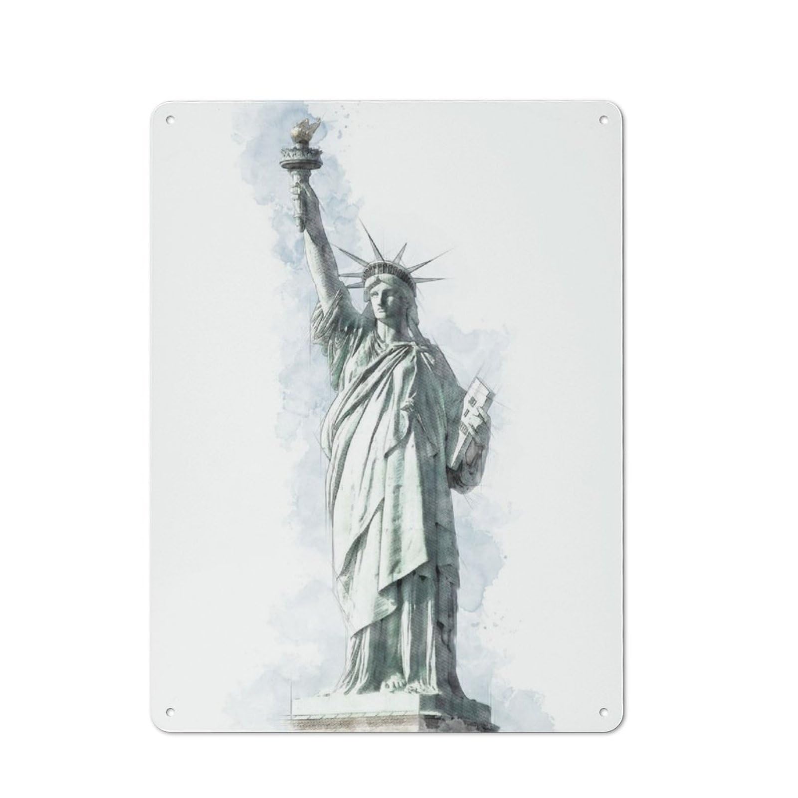 Junmoney Statue Of Liberty Rustic Tin Wall Plaque 40X30cm For Home Office Or Studio, For Garage, Workshop And Man Cave Decoration