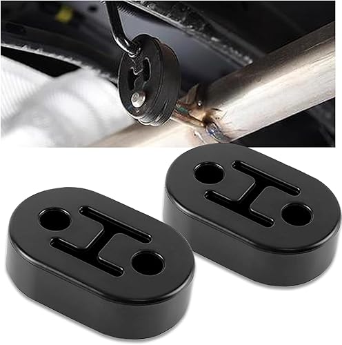 2 ganchos de escape para silenciador de automóvil con 2 agujeros, soporte aislante de goma duradero, soporte de buje, silenciador ajustable