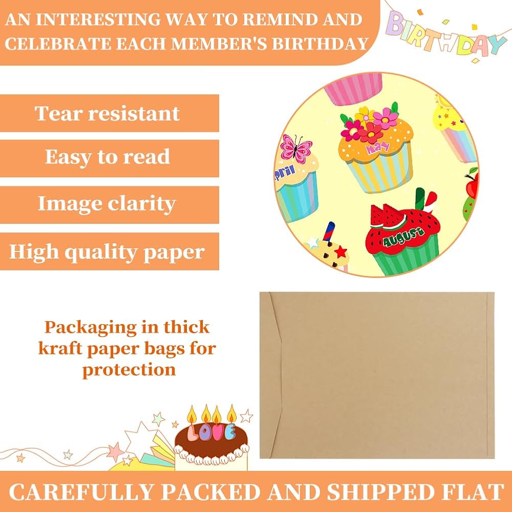 WaaHome Birthday Chart for Classroom - Cupcake Happy Bahrain | Ubuy
