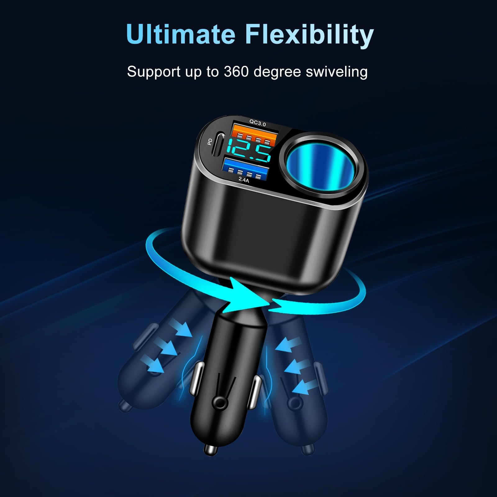 Caricabatteria da auto USB C da 152 W, adattatore per accendisigari multi USB, compatibile con iPhone15/14/13/12/11 Pro Max