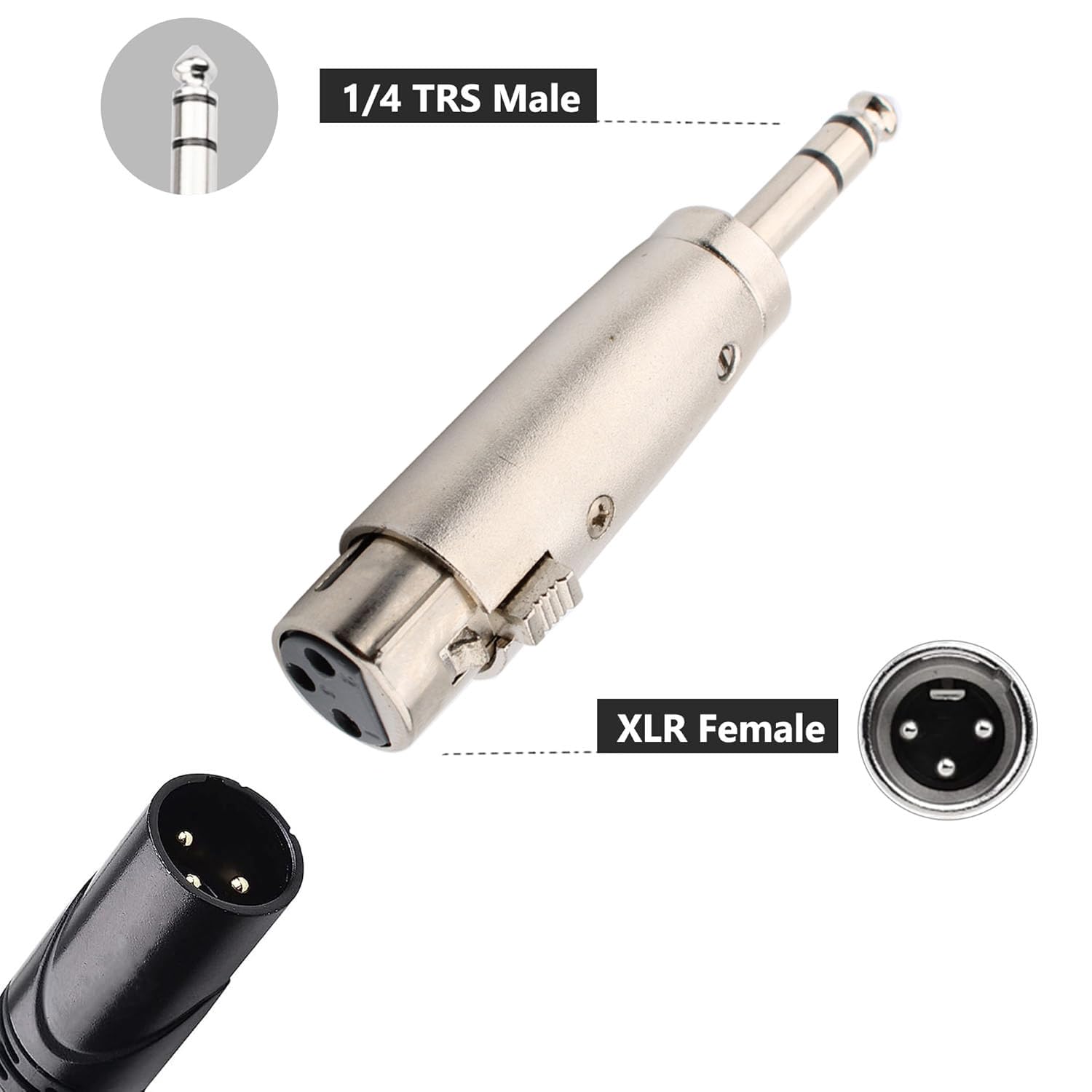 VISSQH 2 pcs XLR Male to 6.35mm Female Adapter & XLR Female to 6.35mm Male Adapter,for Microphones,Amplifiers,etc - Image 4