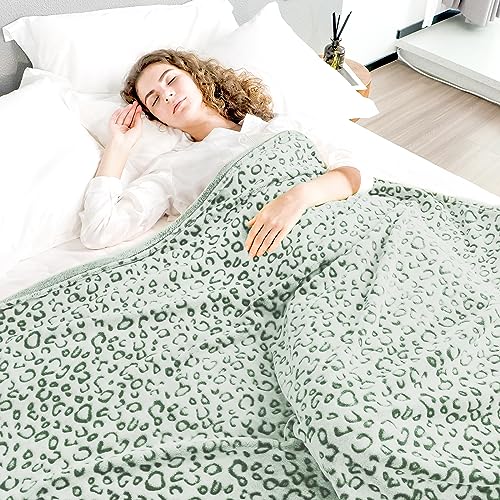 Couverture guépard vert de qualité supérieure, plaid doux et chaud - 5