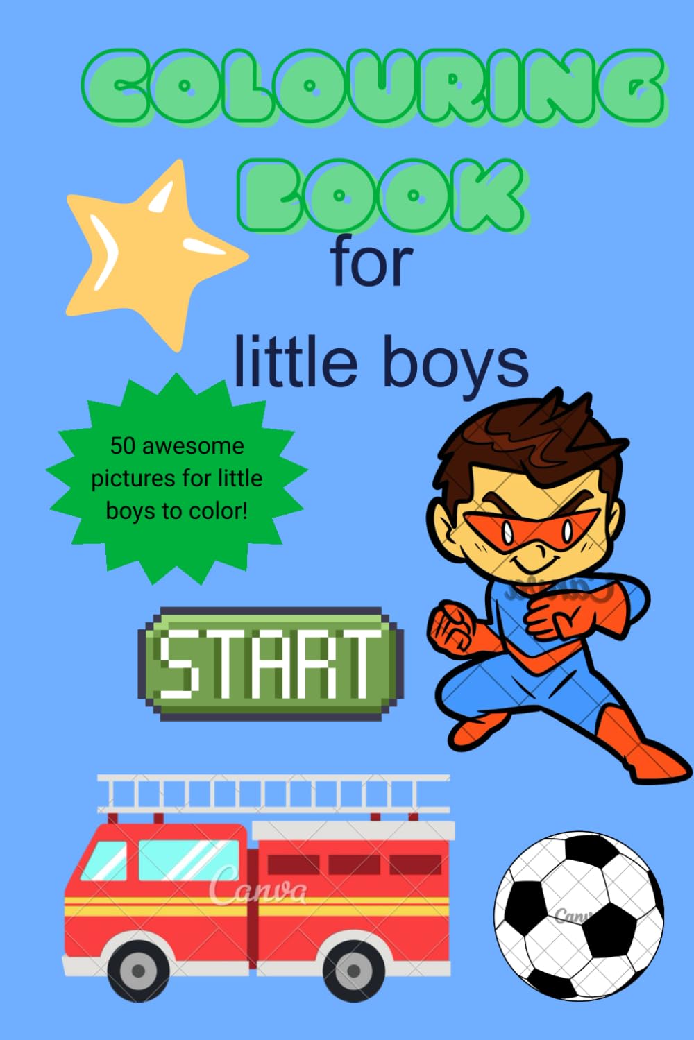 Boys colouring book, Ages 2-10, fun kids colouring