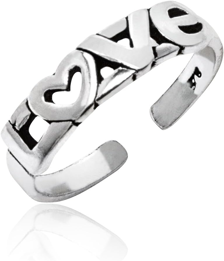 Honolulu Jewelry Company Sterling Silver LOVE with Antique Finish Toe Ring