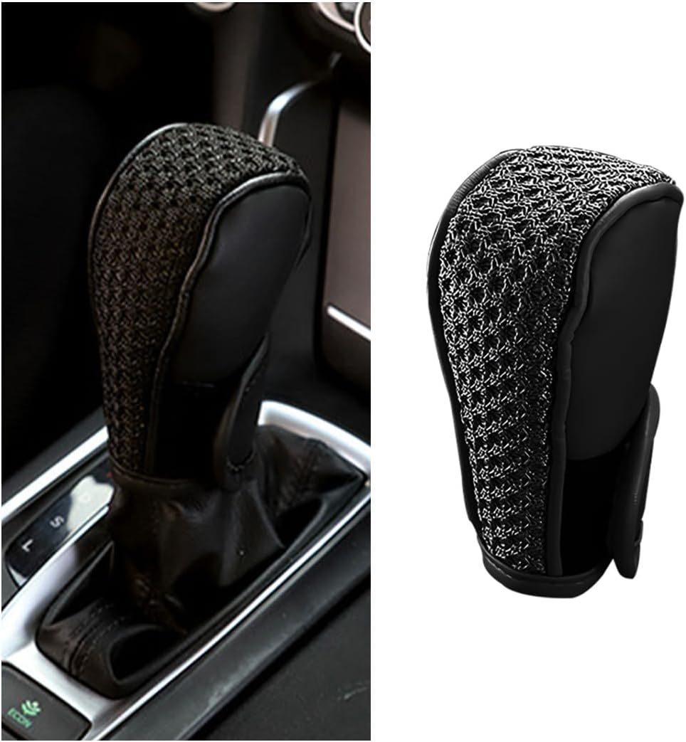 Car Gear Shifting Knob Cover, Anti-Slip Anti-Scratch Automotive Shift Knob Gear Handle Stick Protector Cover, Vehicle Interior Decoration Accessories for SUV, Truck, RV Black/A