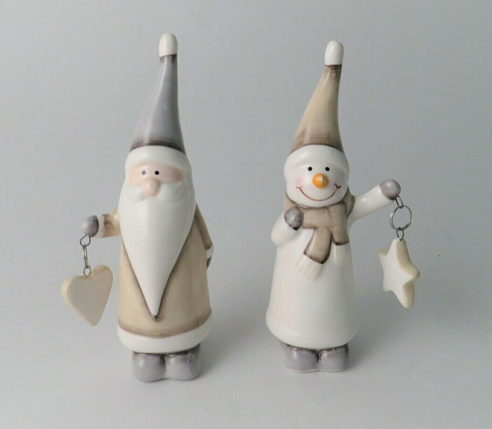Giftware Trading Set of 2 Mr & Mrs Santa/Snowman Figurines, 15 cm, White and Brown (18.5cm (one of each))