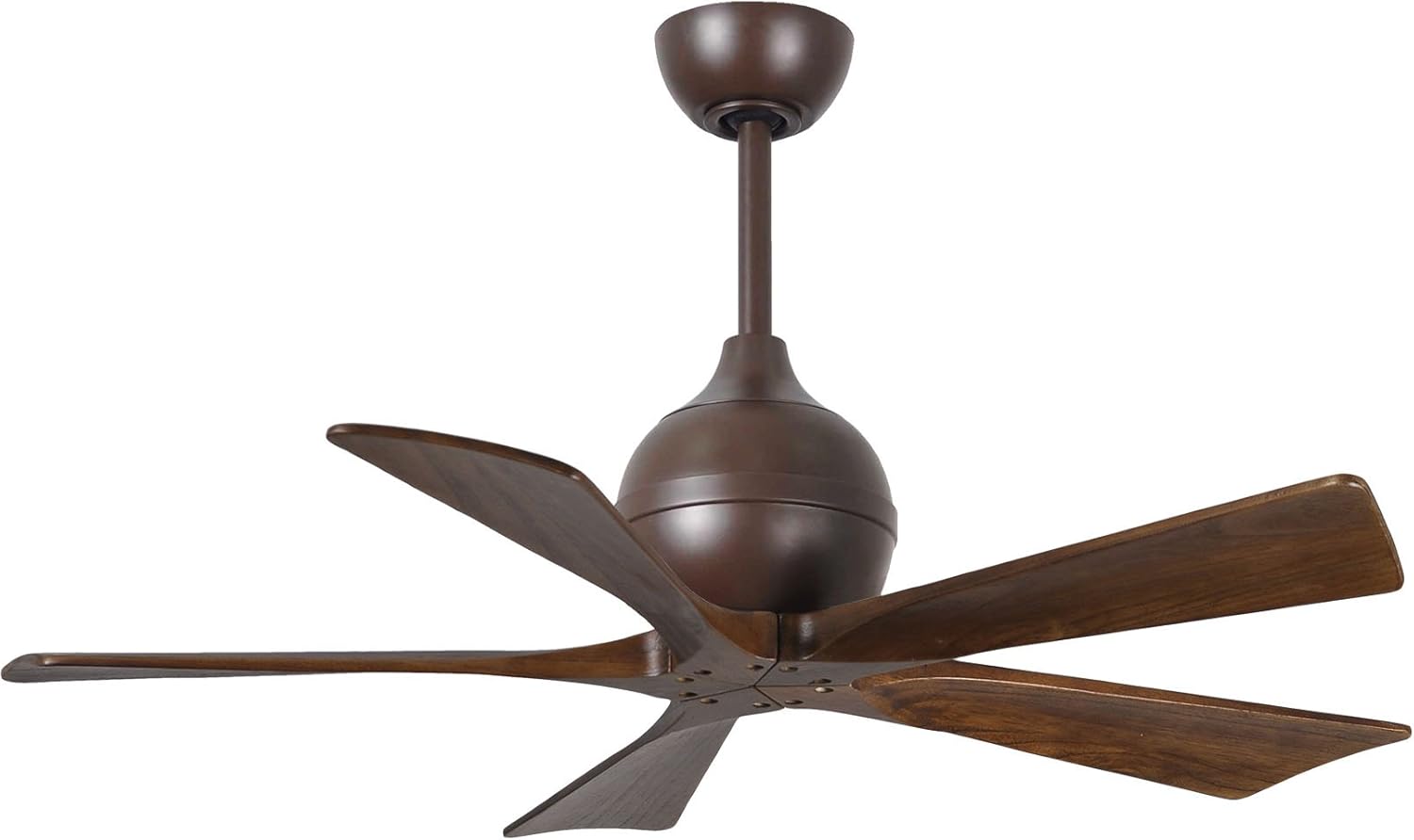 Matthews IR5-TB-WA-52 Irene Damp Rated 52" Ceiling Fan with Remote & Wall Control, Silent DC Motor, Solid Wood Blades, Textured Bronze with Walnut Tone
