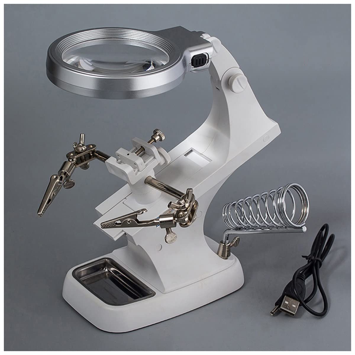 Microscope 3X 4.5X 10 LED Table Lamp, 360C Microscope Stand Tools