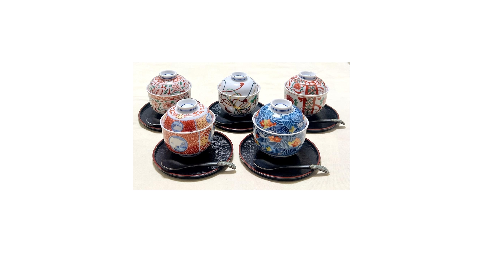 Amazon.co.jp: 美濃焼 喜峰窯 お碗＆漆器お盆&スプーン 絵変わり