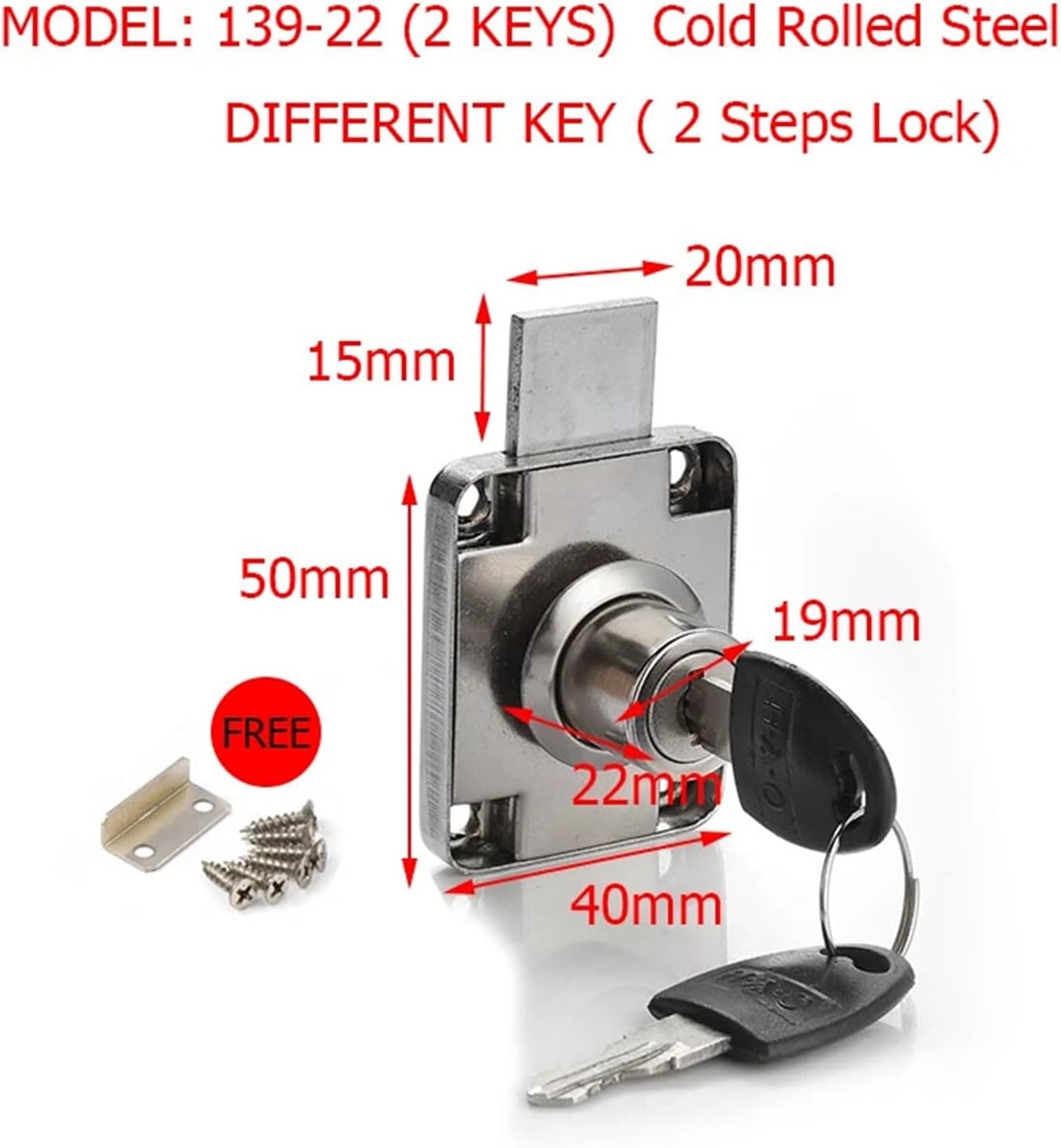 139-22 デスク引き出しロック ワードローブロック キャビネットロック 家具カムロック 1個