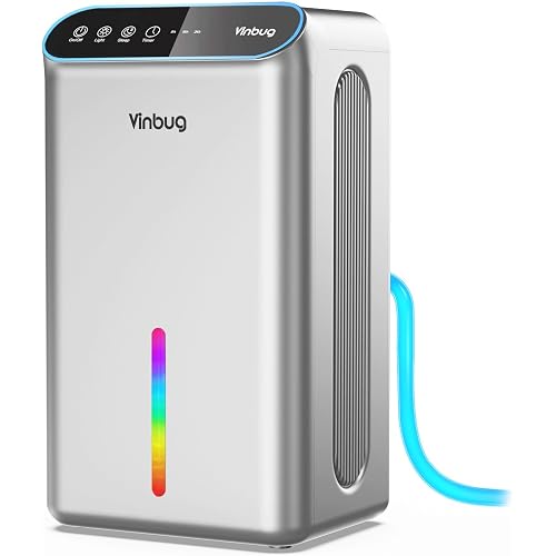 Dehumidifier for Home (98 OZ, 1000 sq ft), Small Quiet Dehumidifiers with Drain Hose, Auto Shut-Off, Sleep Mode, 3 Timer Modes, for Bedroom, Bathroom, Basement (CT6-Sliver)