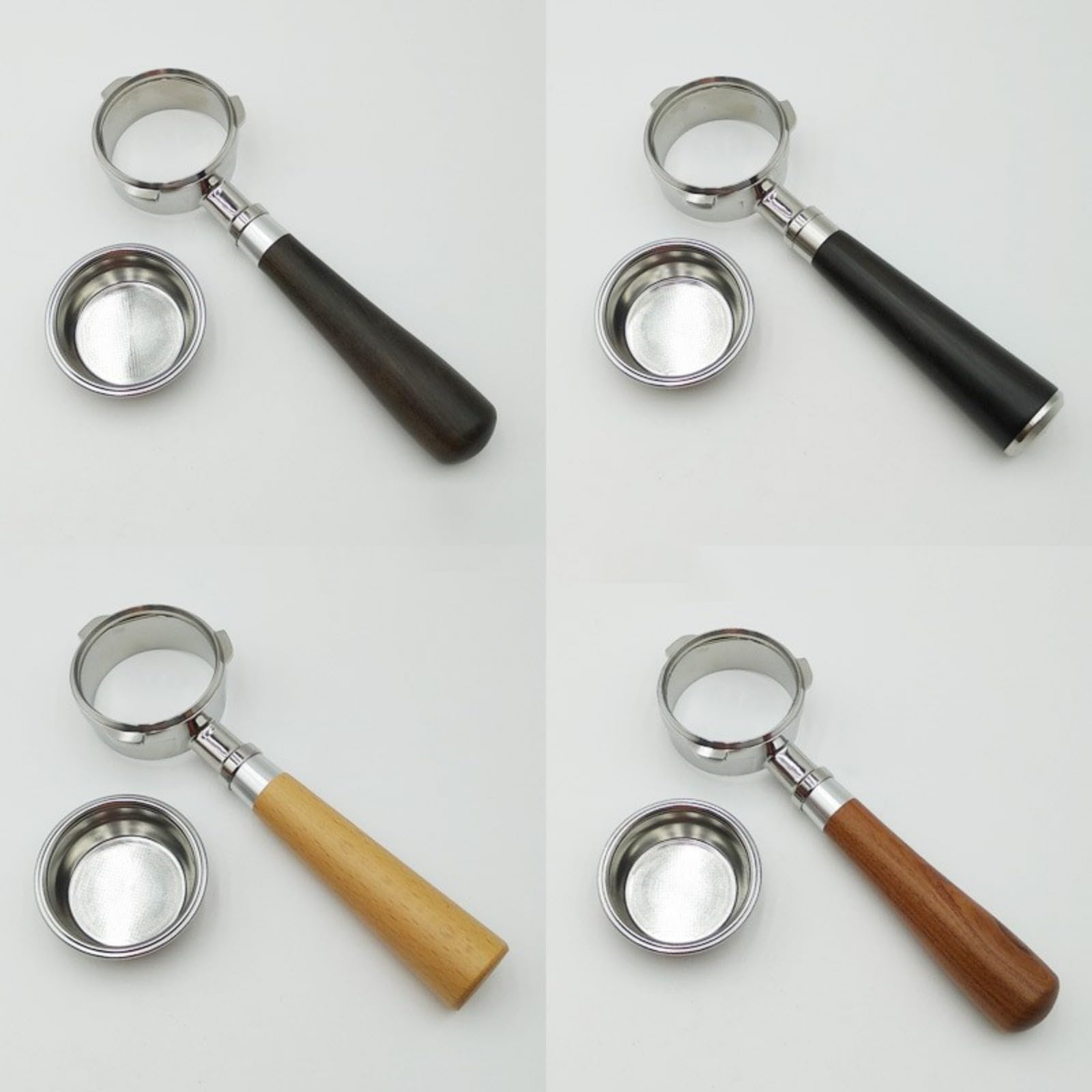58 mm Siebträger für Kaffeemaschinen mit ergonomischem Holzgriff und abnehmbarem Edelstahlfilter, Espressokocher Teil Kaffee-Zubehör