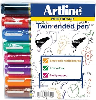 Artline 2-in-1 Whiteboard Marker Bullet/Chisel Tip Assorted (Pack of 8) EK525TA