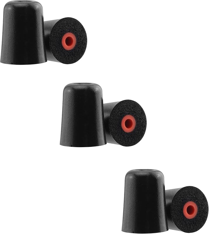 Foam Ear Tips for Walkers, ISOtunes, Westone, Shure, Plugfones | Replacement Memory Foam Tips, Ultimate Comfort, 3 Pairs (Black, S)
