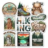 10 Pcs Hiking Stickers Pack Funny Outdoor Adventure Quotes Mountain Nature Animals Waterproof Vinyl Decals Water Bottle Laptop Camping Trail Hiking Boots Bear Raccoon Gifts Hiker Appalachian