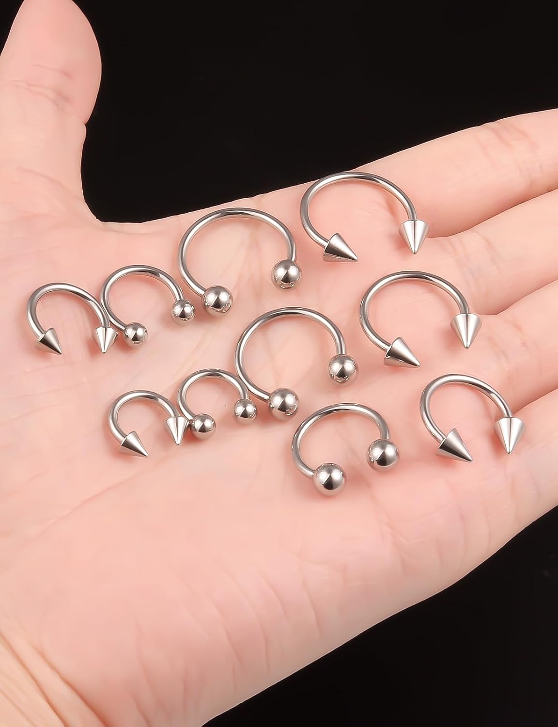 Septum Rings 14G Surgical Steel Snake Bite Jewelry Long Spike & Round Horseshoe Lip Rings Smiley Piercing Jewelry for Women Men 6mm 8mm 10mm 12mm 14mm - Image 2
