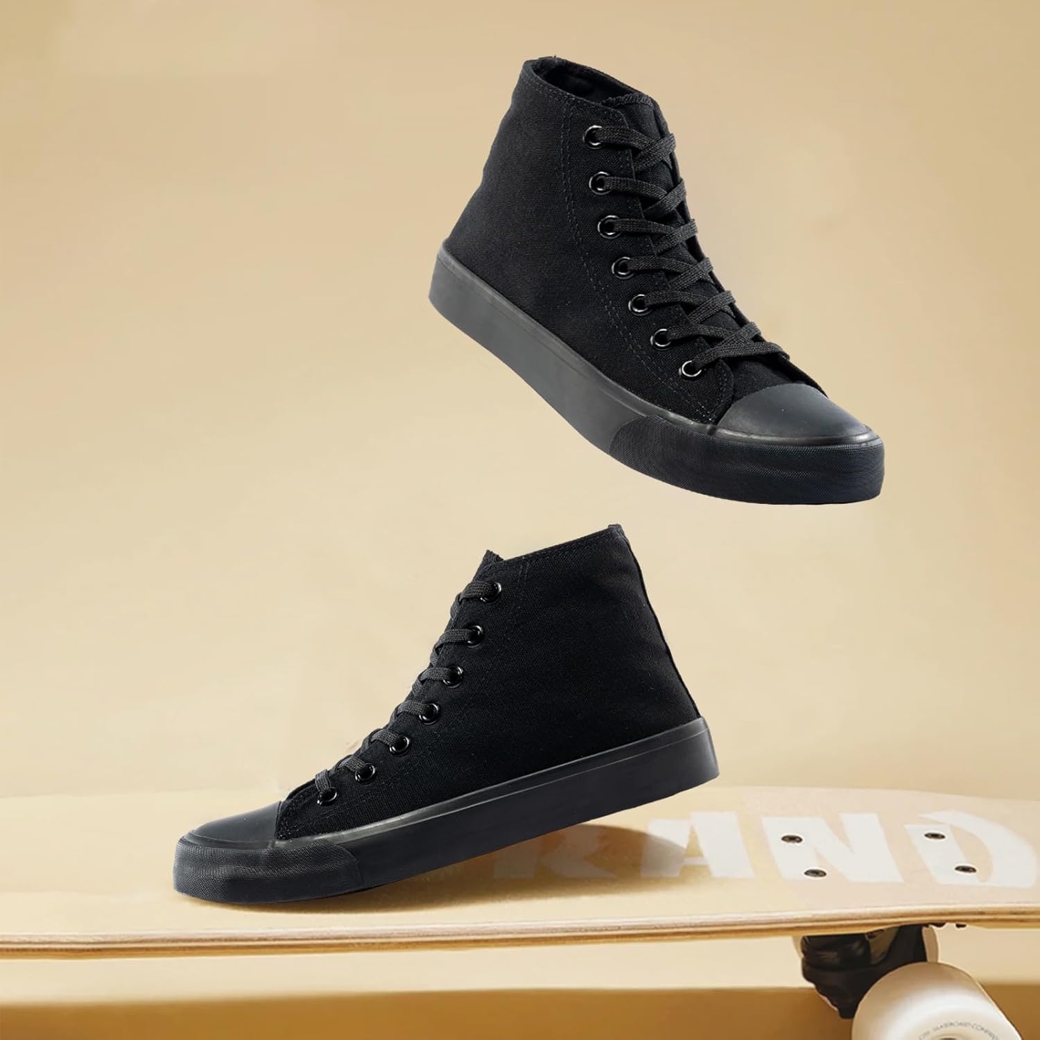 rosyclo Canvas Shoes for Women and Men, High Top Canvas Sneakers Fashion Lace Up Comfortable Womens Classic Casual Tennis Walking Shoes - Image 3