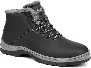CARENURSE Men's Winter Snow Boots: Water-Resistant, Fur Lined, Anti-Slip Lightweight Hiking Work Boots