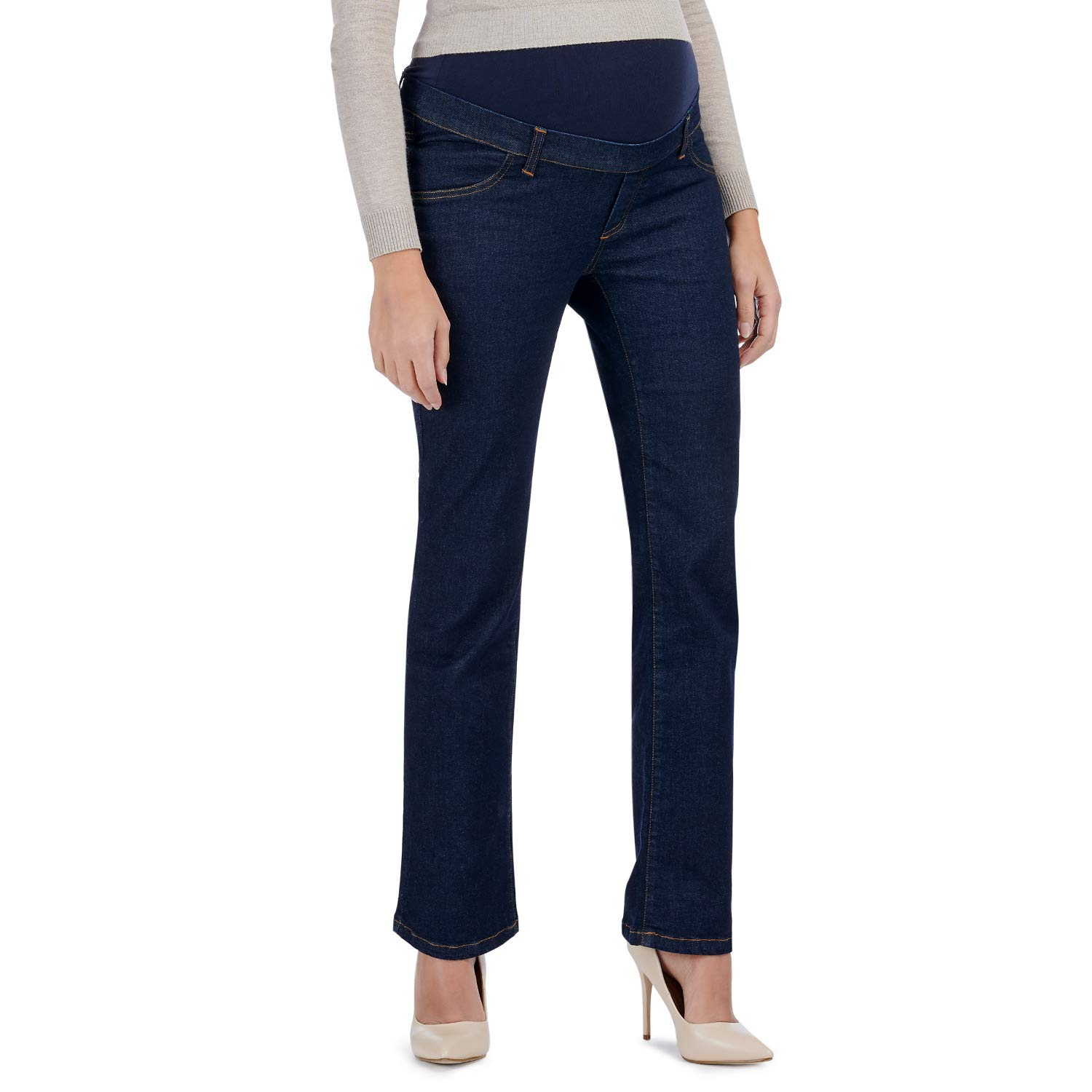 MAMAJEANS Passy - Jean de Maternité à Jambe Droite, Pantalon de Grossesse Droit de Style Vintage - Made in Italy