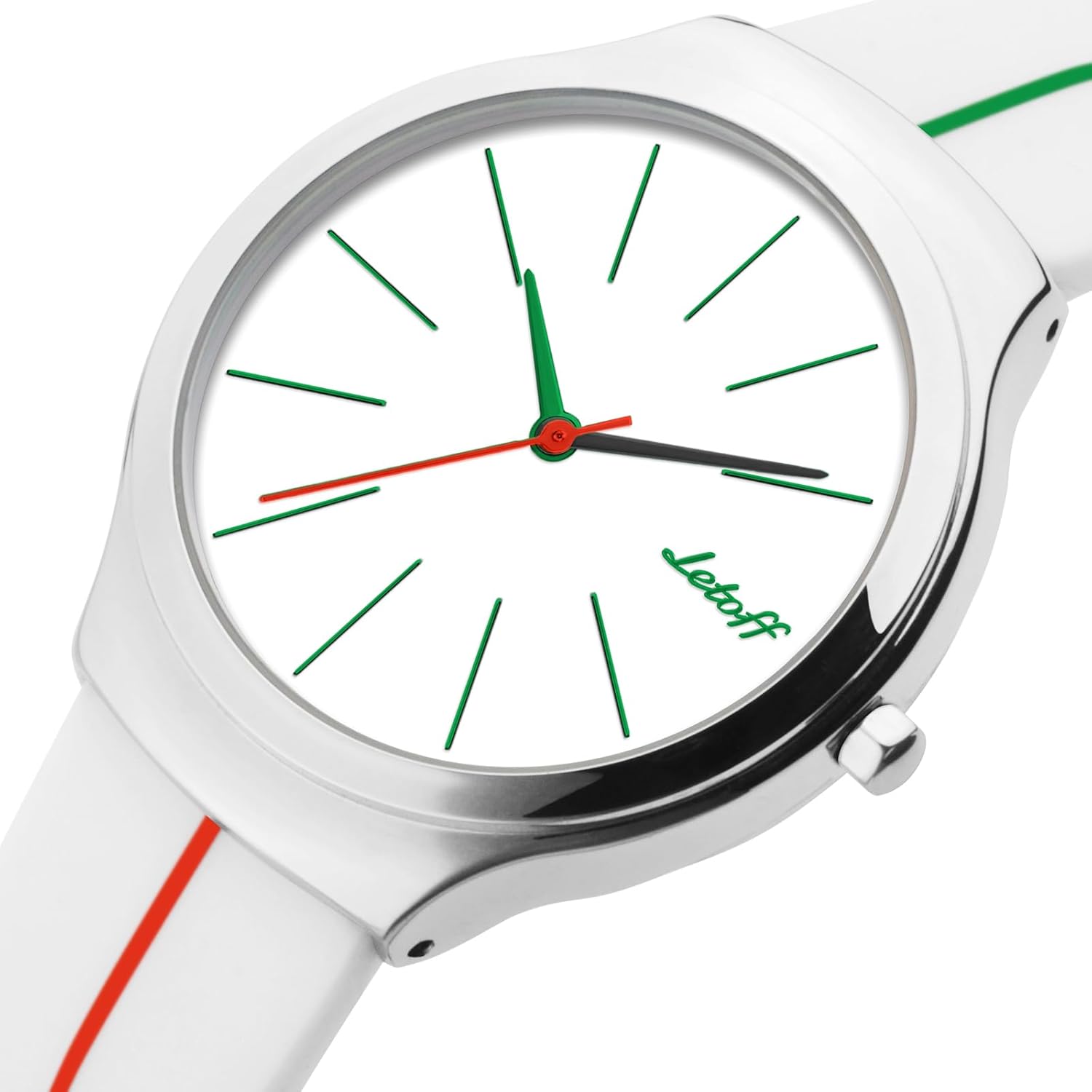 Letoff Unisex Modern Analog Metal Watch Big Face Easy to Read Silicone Band Water Resistant 100ft - Image 2