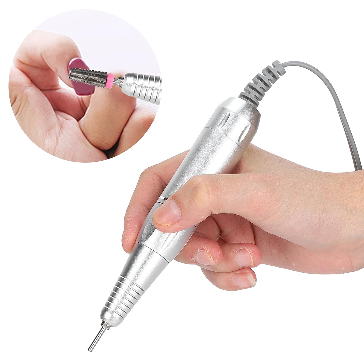 Nail Drill Handpiece Replacement, Nail Drill Pen Replacement Handle Nail Polisher Grinder Handpiece for Acrylic Gel Nail Shaping Polishing Sanding