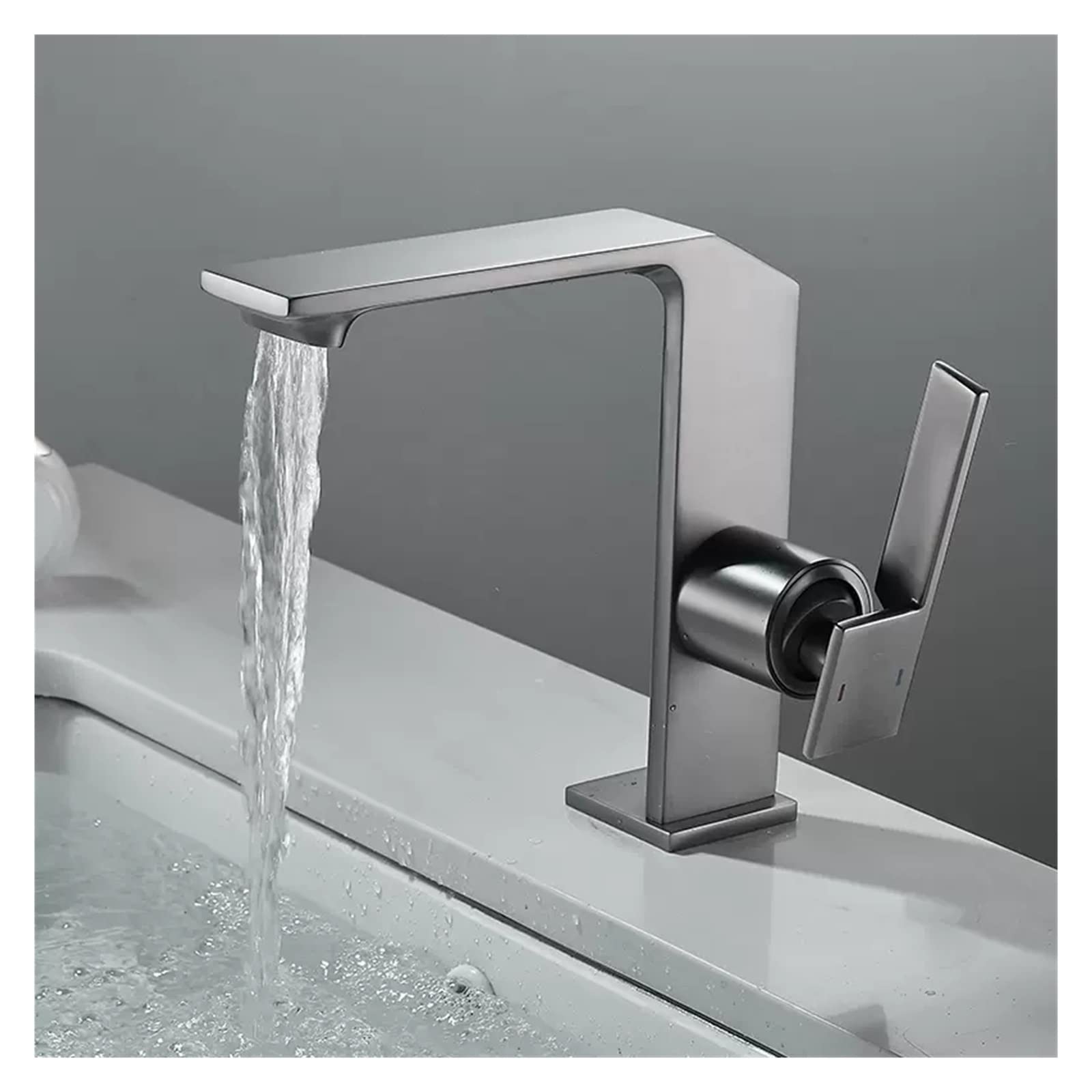 Robinet mitigeur laiton eau chaude froide grue pont monté mélangeur bassin gris