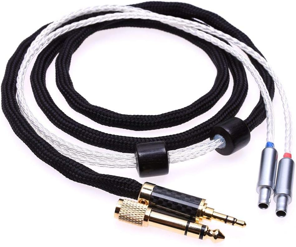Black 16 Cores 5N Pcocc Compatible with For SENNHEISER HD800 HD800S Headphone Upgrade Cable Extension cord (1.2meter(4feet), Silver Plated cable)