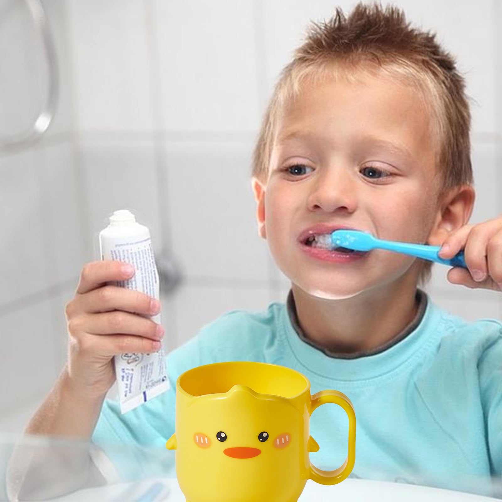 2 kubki na szczoteczki do zębów, kubek do mycia zębów dla dzieci, kubek do płukania jamy ustnej, z kreskówką, zestaw z tworzywa sztucznego, trwały, z uchwytem, kubek do mycia domu, kubek do
