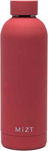MIZT Botella de agua de acero inoxidable de 17 onzas, doble pared aislada al vacío, a prueba de fugas, para niños y adultos, color borgoña profundo
