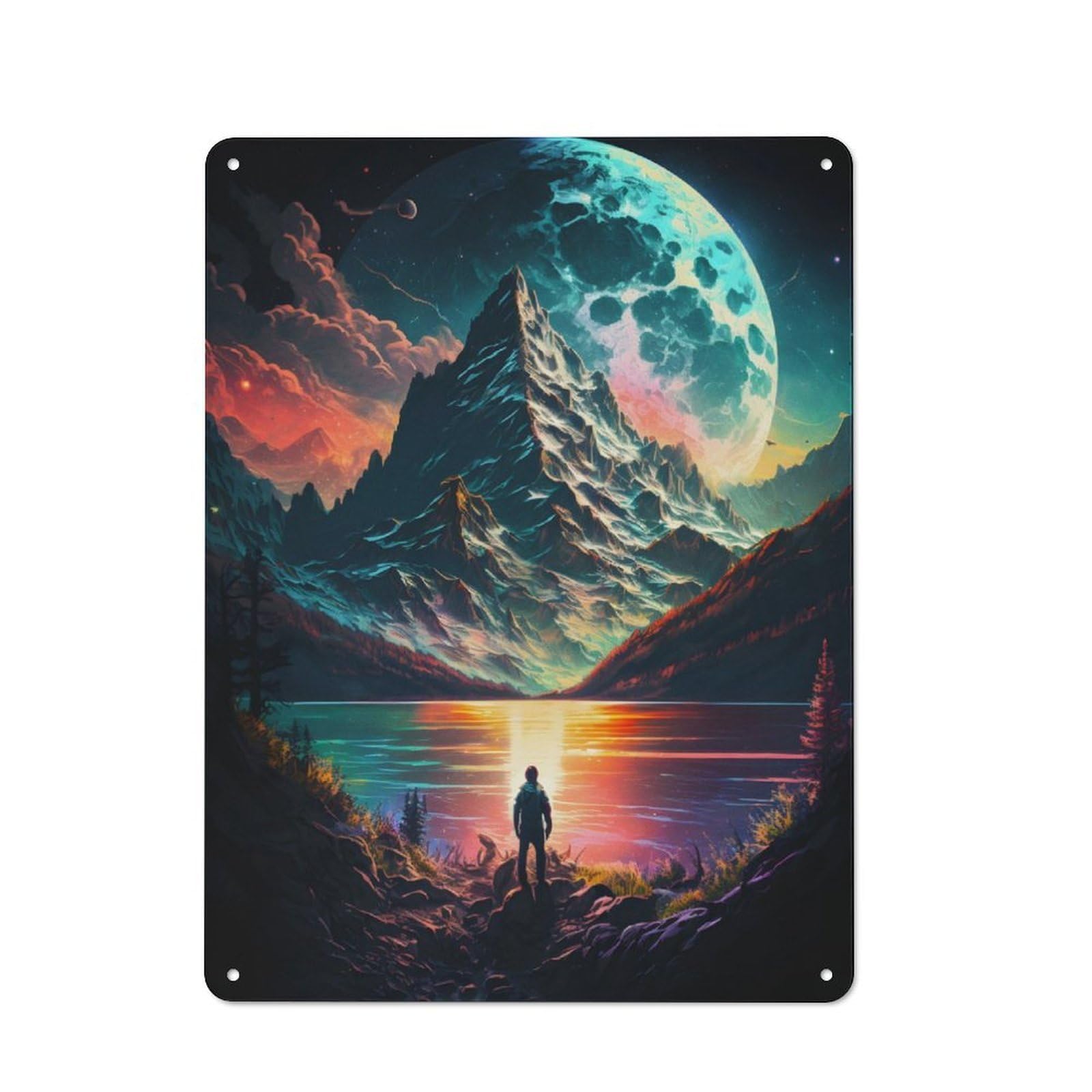 Junmoney Beautiful Landscape Tin Wall Plaque 40X30cm With For Bar Or Restaurant, Suited To Bar Decor Enthusiasts