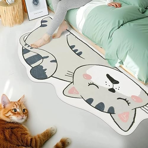 Miniatura 10 de Alfombra de juego infantil de 5 pies, bonita alfombra lavable para dormitorio de gatos, tapete para habitación de niños y niñas, tapete de dibujos
