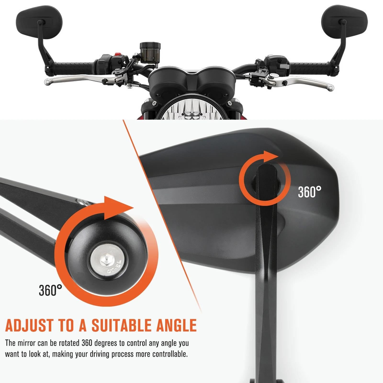 Specchietti Retrovisori Laterali da 7/8" O 1" per Moto, Scooter E Moto per estremità del Manubrio Ricambi per Y&amaha Specchietti Laterali Moto