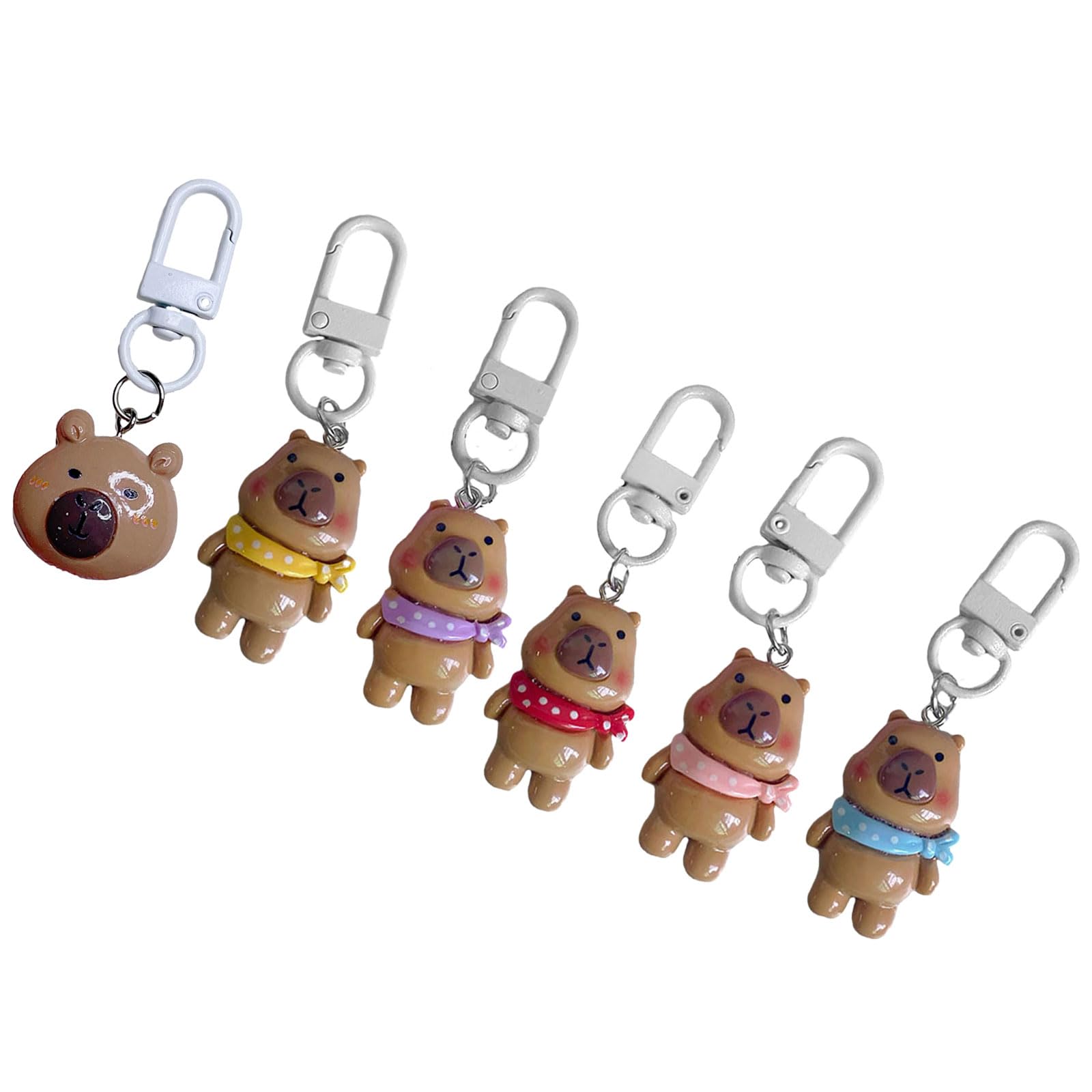 FOSDICK 6 Pezzi Capibara Portachiavi Peluche Capybara Portachiavi Donna Divertente Porta Chiavi Carino Keychain Capibara Peluche Ciondoli per Borse Capybara Accessori Charm Borsa Regalo Donna Bambini