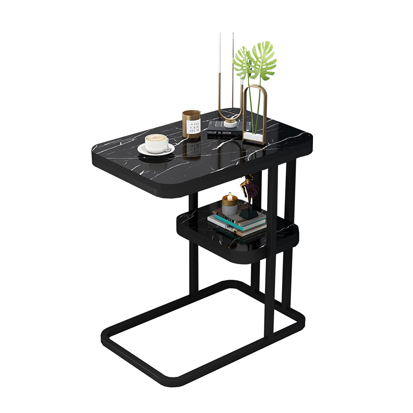 Table mobile pour salon rectangulaire et bout de canapé avec rangement
