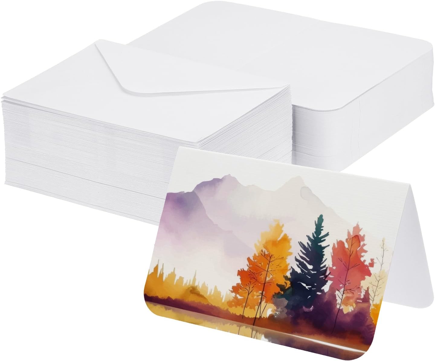 YOKIVE 100 Pcs Round Pure Cotton Paper with Envelopes, Blank Cardstock Painting Board Great for Party Decoration, Crafts, Drawing (White, 8x6-Inch)