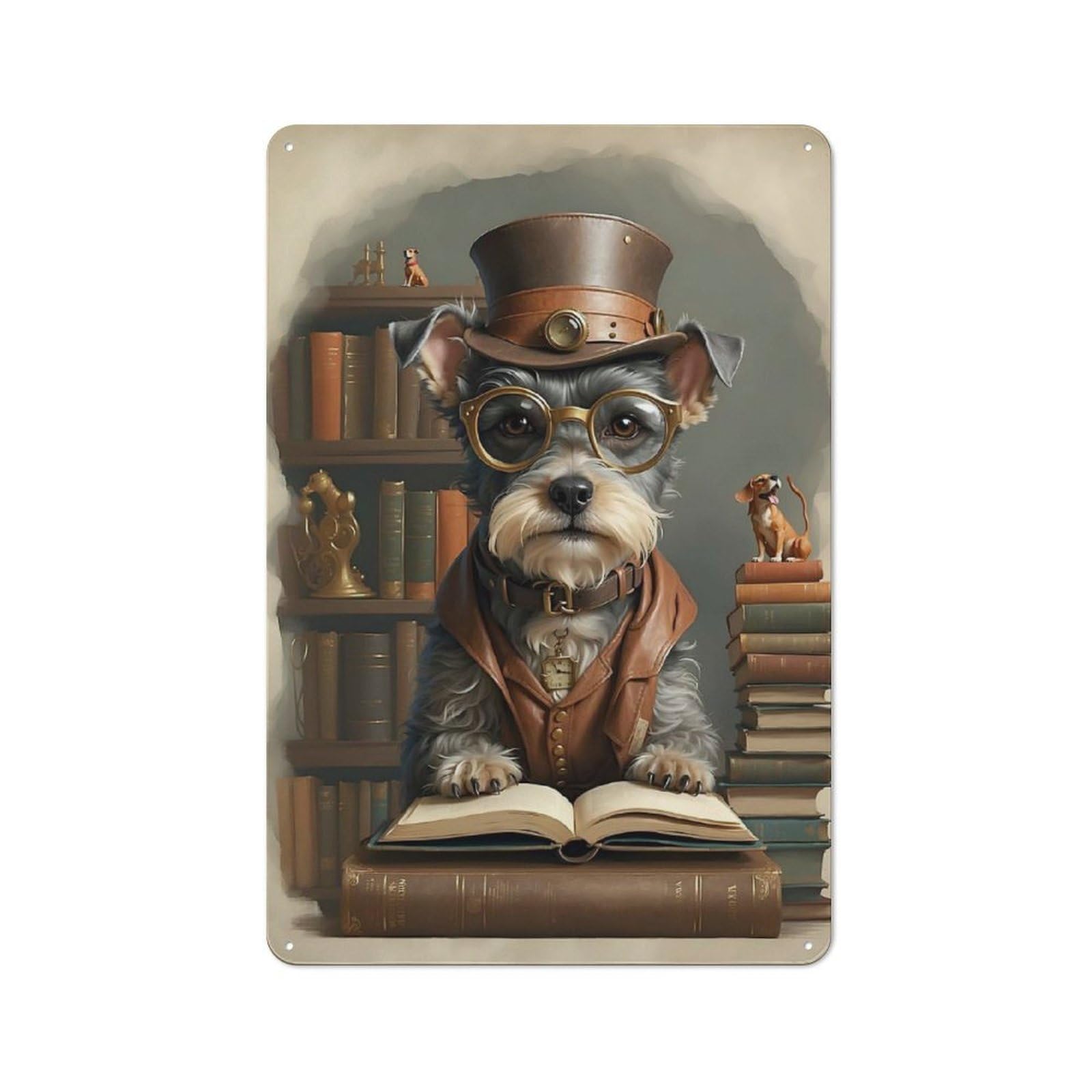 Junmoney Smart Mini Schnauzer Dog Metal Plaque 30X20cm With For Garage Wall, Retro Decor, For Garage Decor Collectors Refreshing A Room In Autumn