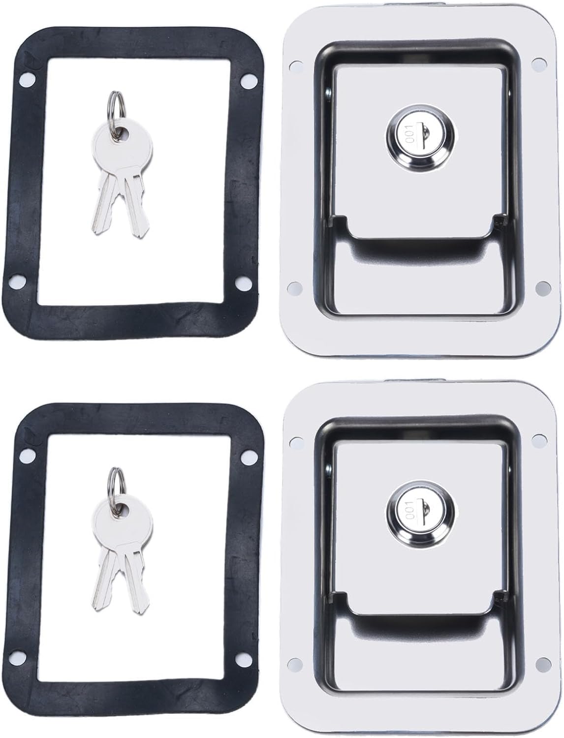 2PCS Trailer Paddle Door Latch Handle Stainless Steel RV Toolbox Lock with Keys for Truck Motorhome Tool Box Cabinet