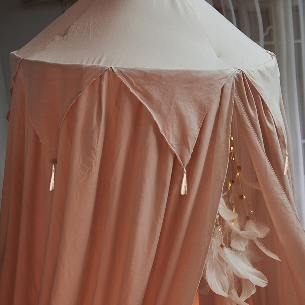 Lit à Baldaquin Bébé Coton Moustiquaire Enfant Ciel de Lit pour Chambre à Coucher (Rose,Taille unique)