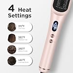 Prizm Pro Brosse de lissage des cheveux à vapeur - Brosse de redressage à vapeur ionique pour cheveux bouclés, Peigne de redressage en céramique anti-calcaire LCD Affichage pour Super Smooth, cheveux sans frisottis, 4 Paramètres de chaleur, rose