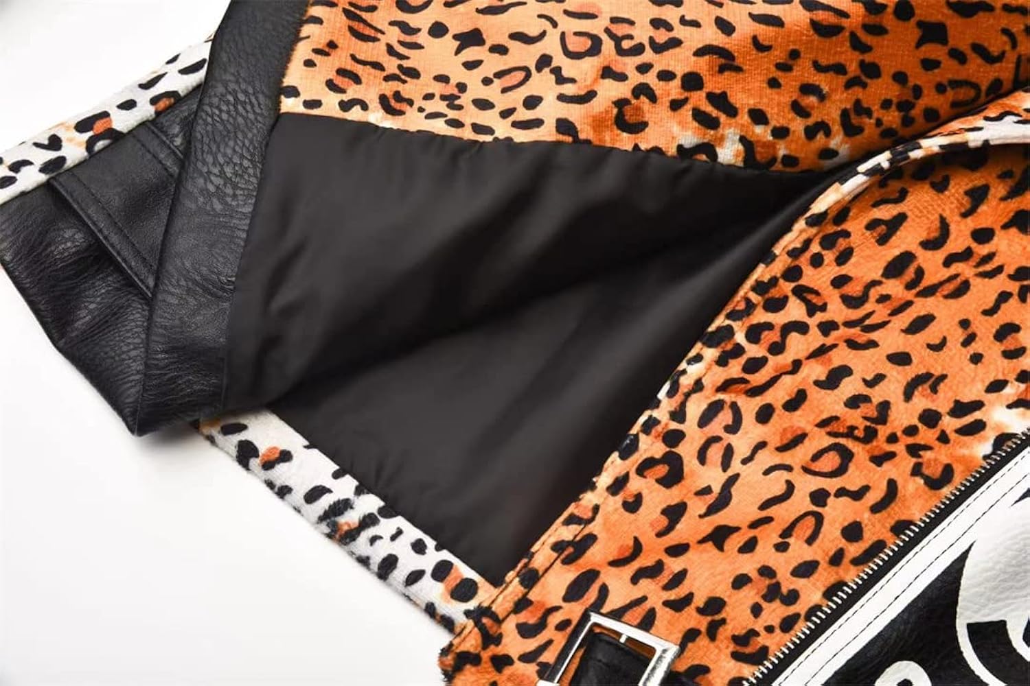 Alloaone Women's Rivet Leopard Pattern Stitching Heavy Industry