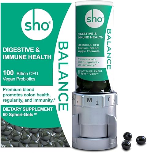 Miniatura 10 de SHO Kit de equilibrio 100 mil millones de UFC, 60 píldoras prebióticos y probióticos para la salud digestiva, suplemento vegano para mujeres y Kit +