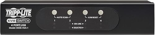 Miniatura 2 de Tripp Lite Conmutador KVM de 4 puertos VGA con puerto USB o PS2 para teclado, mouse, PC de escritorio, 4 computadoras 1 monitor, Plug and Play,