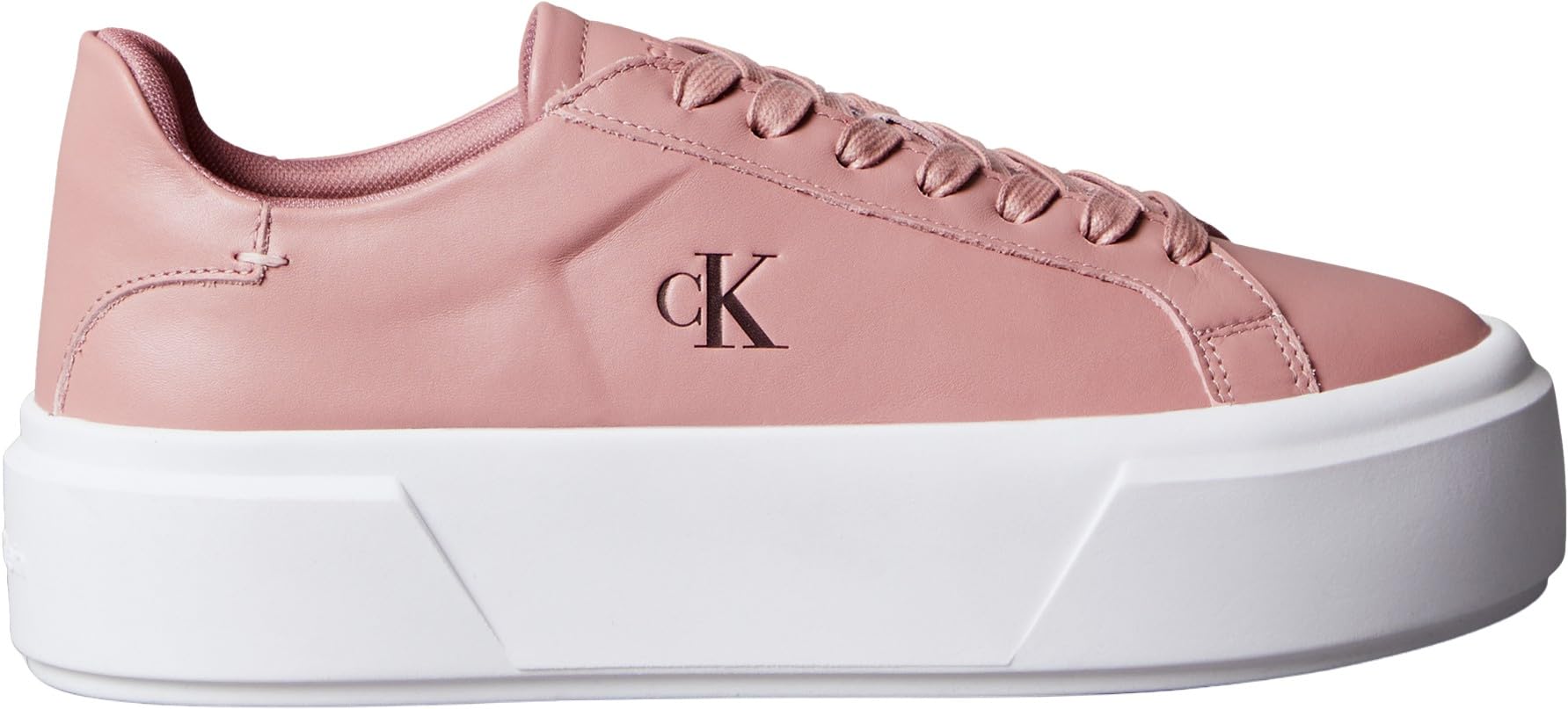 Calvin Klein Bayan Flatform Lace Up LTH Mg Yw0yw01928 Low Top, Pembe Allık Parlak Beyaz, 38 EU