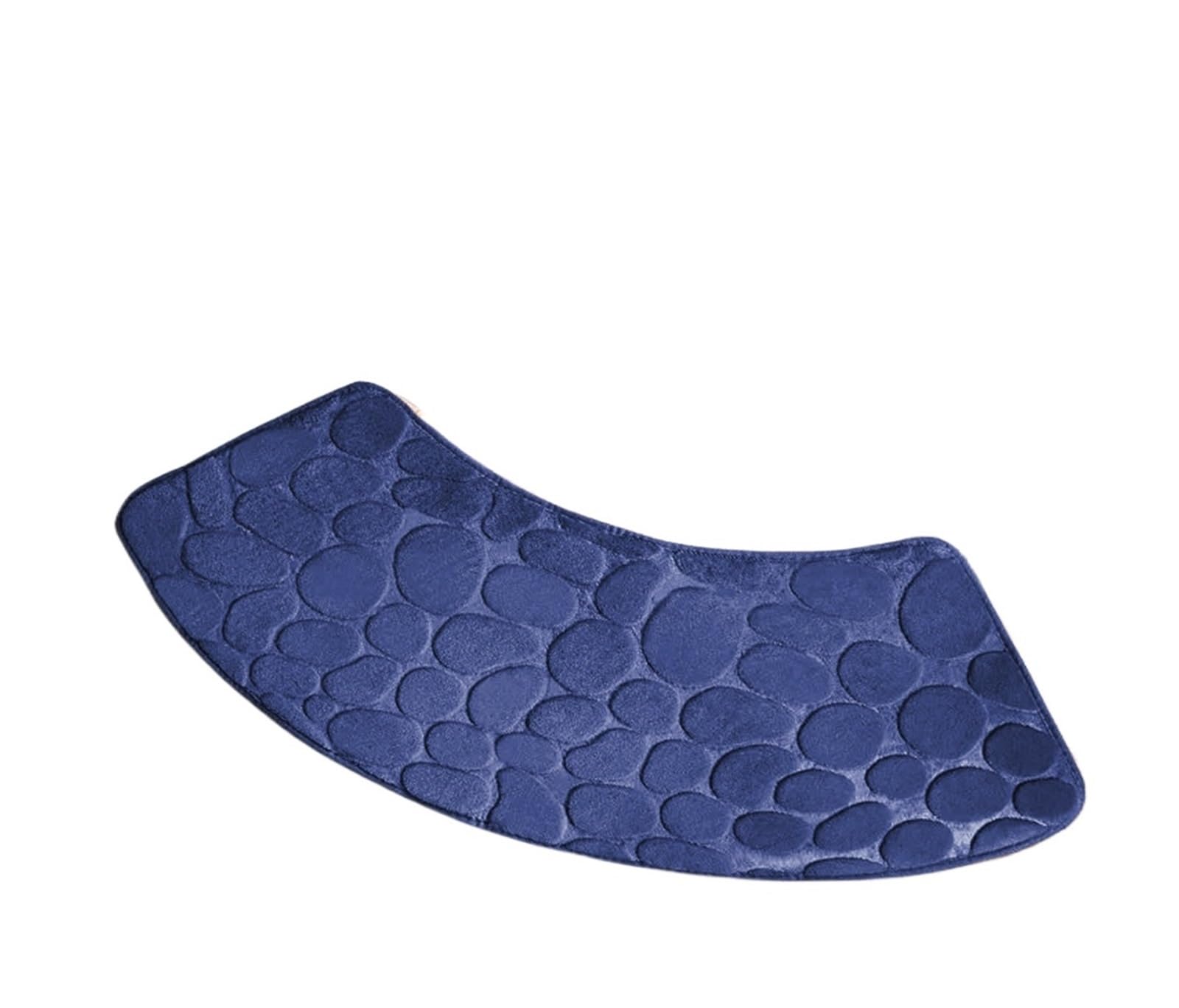 Curved Shower Mat Curved bathroom mat thickened shower room absorbent door mat toilet bathroom non-slip mat entrance mat(Blue)
