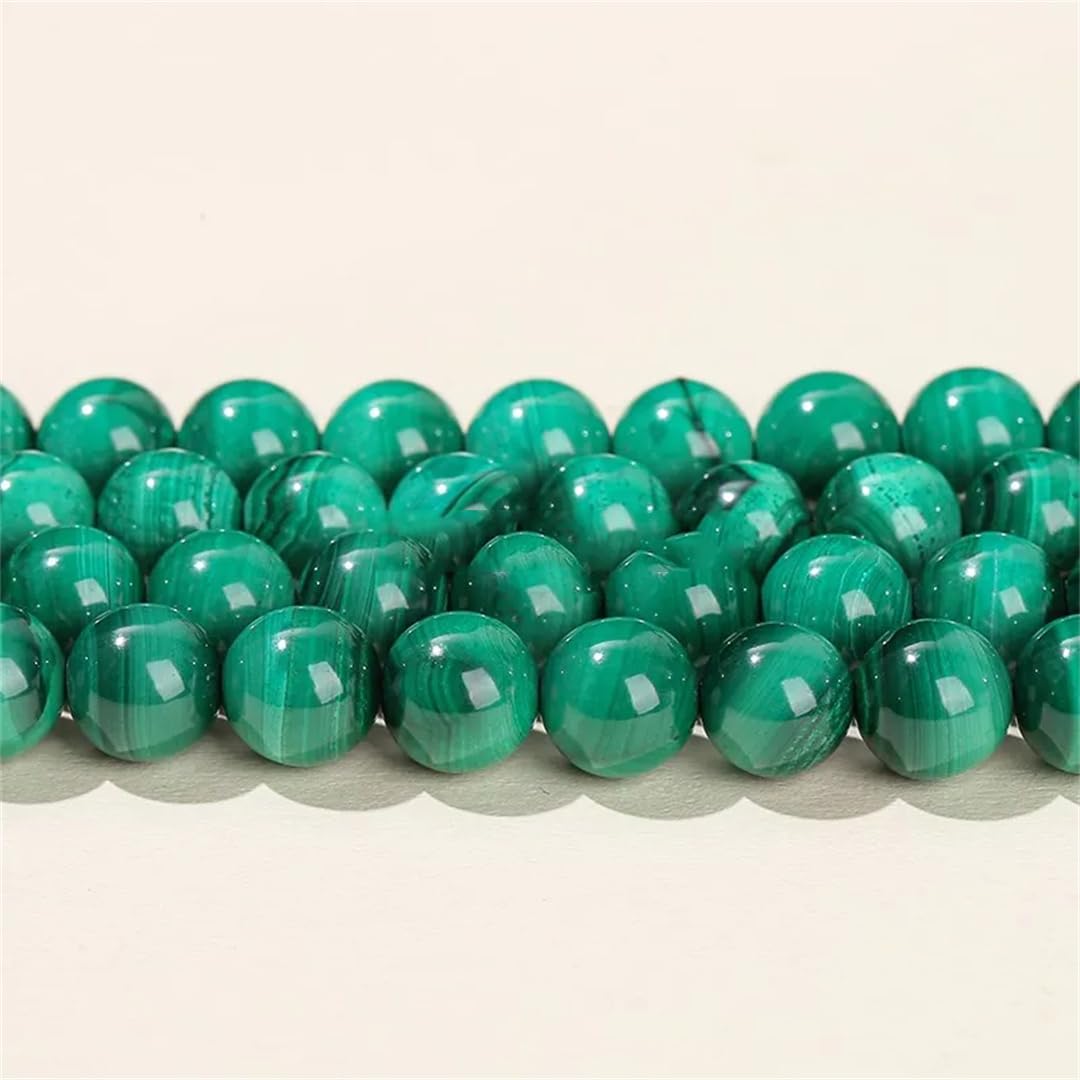 Abalorio de cuentas de piedra de malaquita natural, redondo de pavo real, espaciador suelto para hacer joyas, accesorios de pulsera