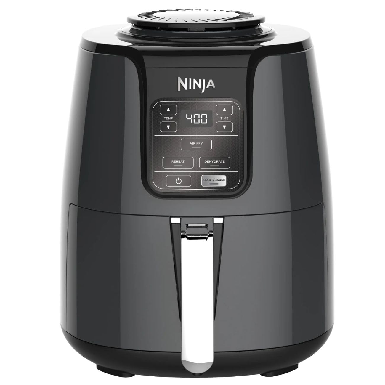 Ninja 4QT Air Fryer, Non-Stick Basket & Crisper Plate, Dehydrate, Automatic Shutoff, Dishwasher Safe, Black, 75% Less Fat, Fast & Even Cooking (Black/Grey)