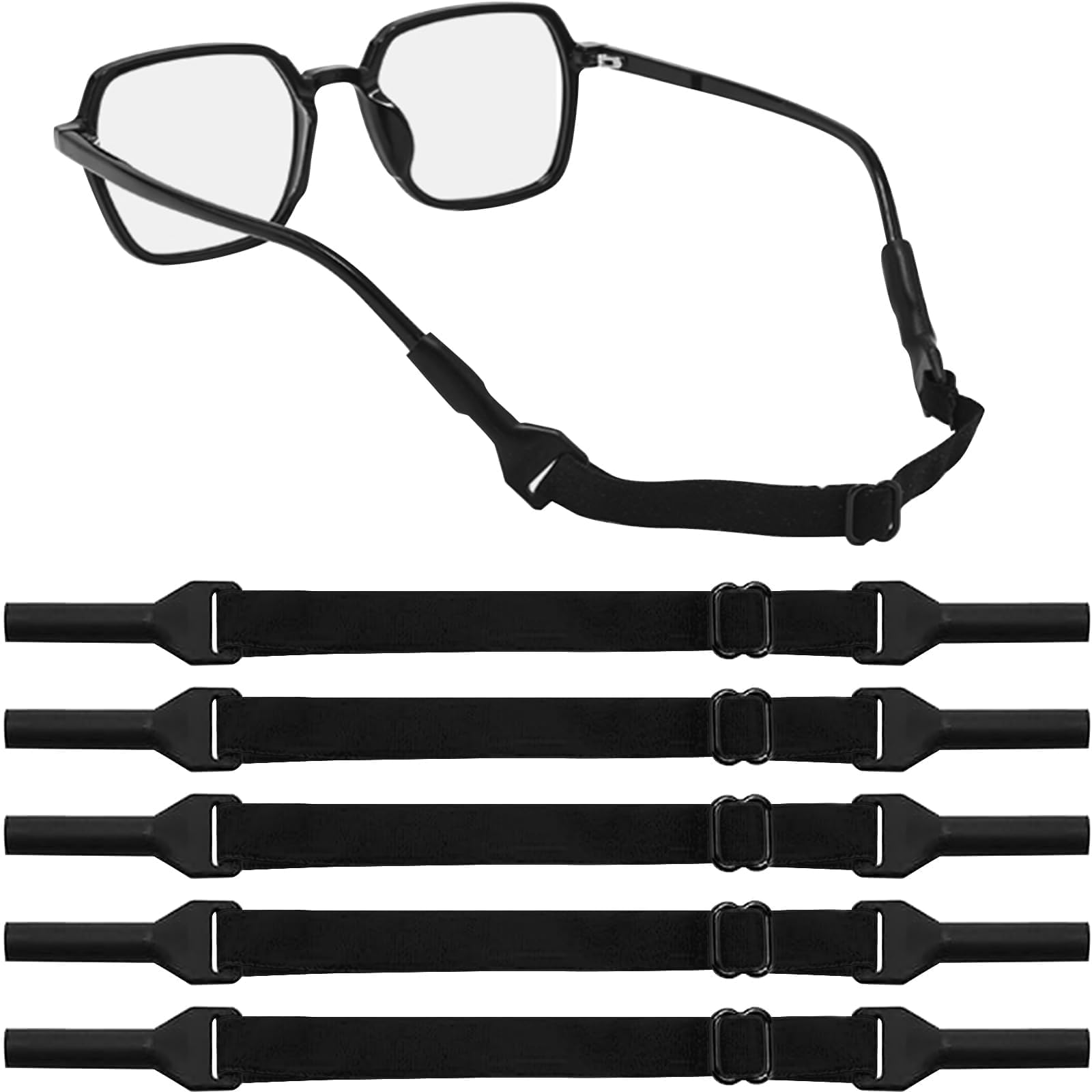 Qufiiry 5 Piezas Cordón para Gafas Ajustable, Correa Elástica de Retención de Gafas, Correa Universal para Gafas Deportivas y Gafas de Sol, Para Mujer Hombre Niños